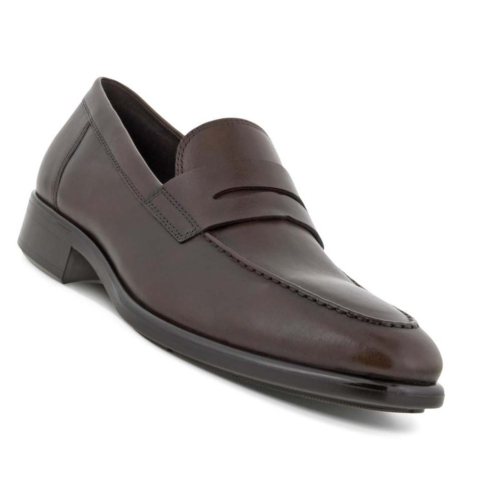 Men's Ecco Citytray Penny Loafer Dress Shoes Brown | USA 511CTV